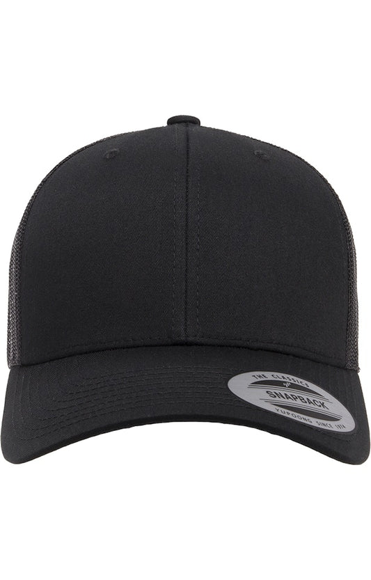 Yupoong 6606 - Unisex Retro Trucker Cap - Black - Black front